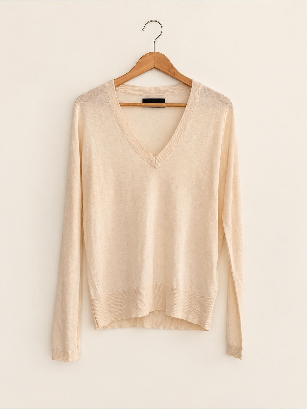 Zadig & Voltaire Deluxe Silk Cashmere V Neck Sweater Ivory M